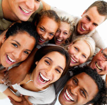a group of people smiling