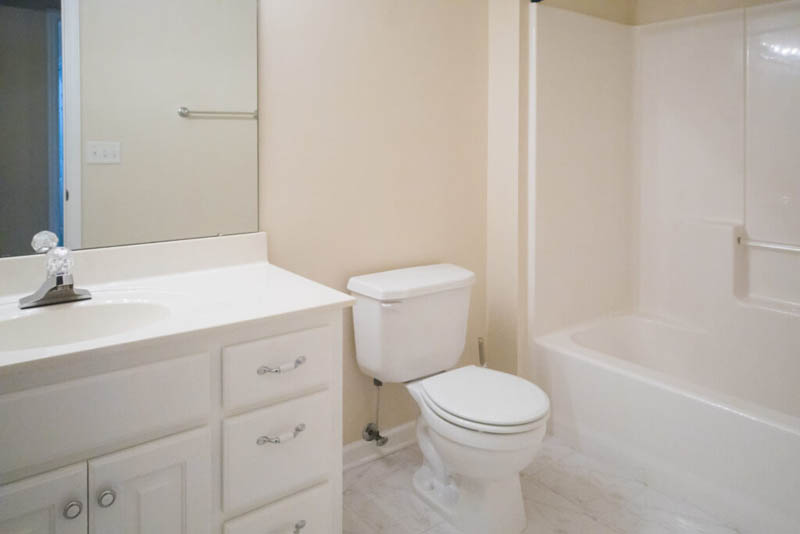 Very Small White Apartment condominium House Bathroom