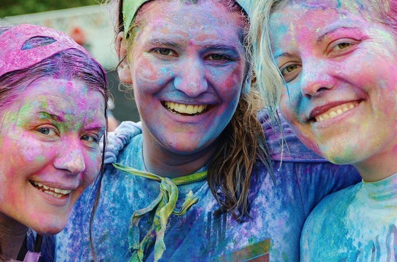 women playing with colors