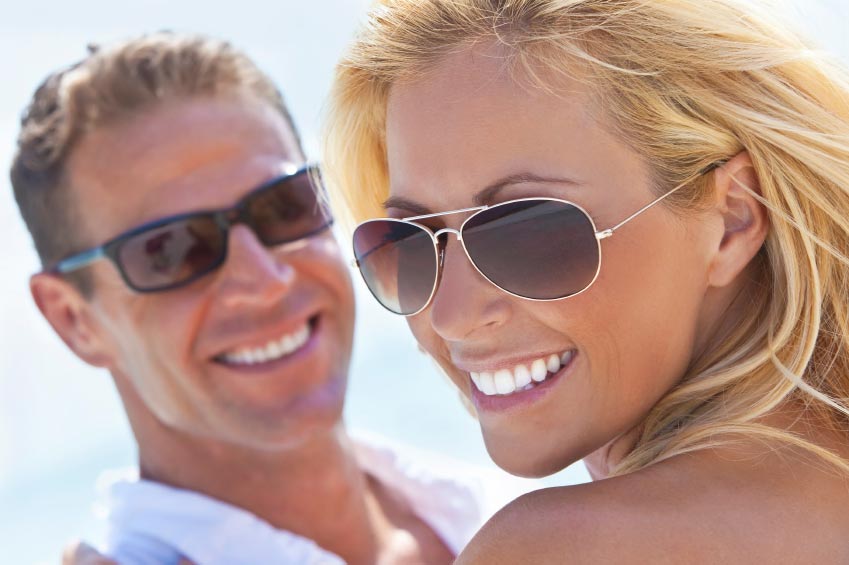 a young couple smiling