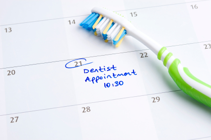 A calendar displaying a scheduled dentist appointment