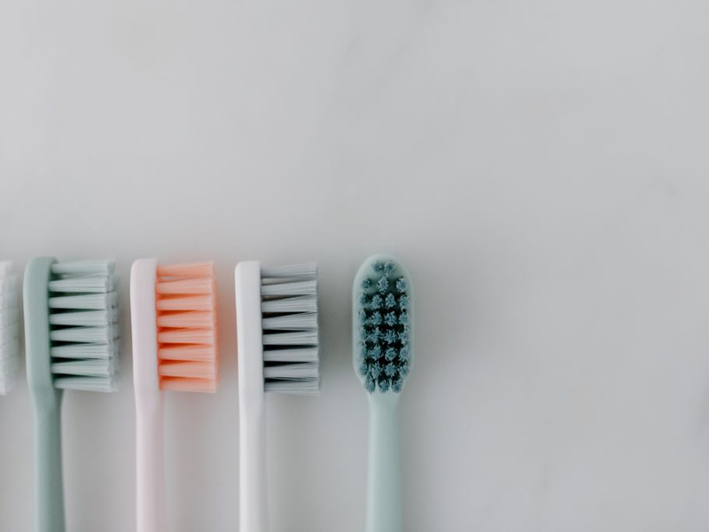 A set of toothbrushes.